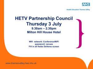 HETV Partnership Council 3 July - Health Education Thames Valley