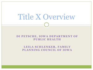 Overview of Title X - Family Planning Council of Iowa