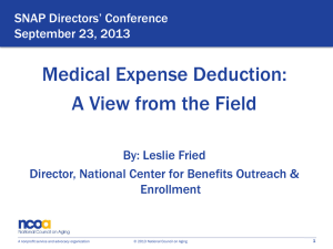 SNAP Directors Conf 2013 medical deduction handouts