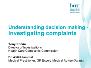 Powerpoint Slides - NSW Health Care Complaints Commission