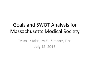 Goals and SWOT Analysis for Massachusetts Medical Society
