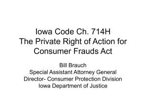 HF 712 A Private Right of Action for Consumer Fraud