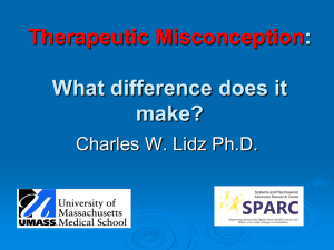 The Therapeutic Misconception and Consent in - CAREB