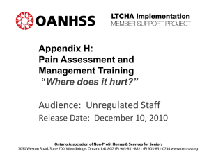 Appendix H: Pain Management Program Training Presentation