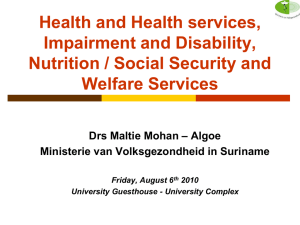 Health and health services, impairment and disability, nutrition