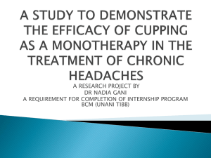 A STUDY TO DEMONSTRATE THE EFFICACY OF CUPPING AS A