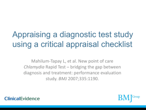 How to critically appraise a Diagnostic Test Study