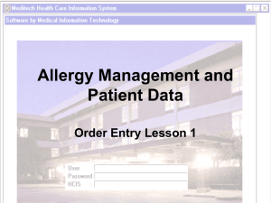 Allergy mgmt and pt data - Greater Baltimore Medical Center
