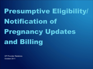 MCO Billing Requirements for Presumptive Elgibility