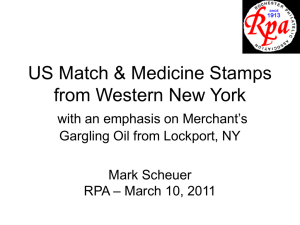 Match and Medicine Stamps of Western New York (PowerPoint