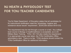 NJ Heath & Physiology test for TCNJ Teacher Candidates Spring 2009