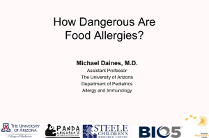Food Allergy Lecture - University of Arizona Pediatric Pulmonary
