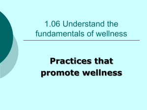 Practices that Promote Wellness