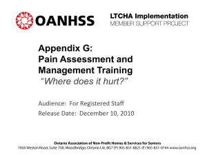 Appendix G: Pain Management Program Training Presentation