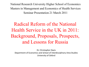 Radical Reform of the National Health Service in the UK: Proposals