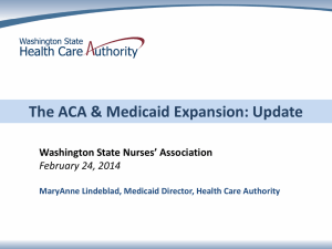 ACA and Medicaid Expansion - Update