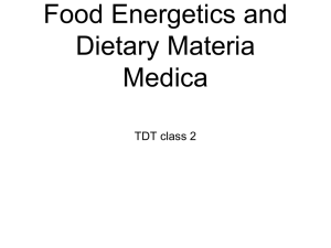 Food Energetics and Dietary Materia Medica