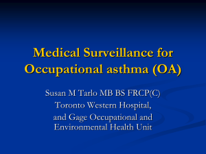 Medical Surveillance for Occupational asthma (OA)