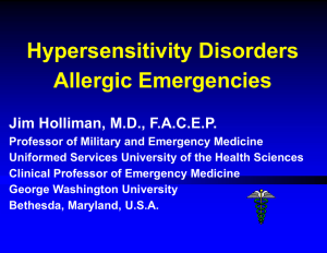 Hypersensitivity Disorders Allergic Emergencies