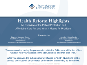 Health Reform Highlights