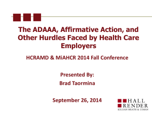 The ADAAA, Affirmative Action and Other Hurdles Faced by health