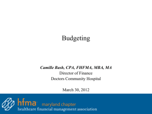 Budgeting - HFMA Maryland