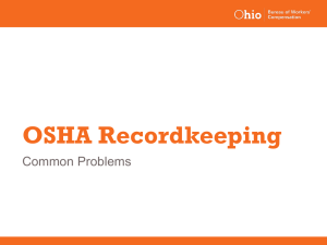 OSHA Recordkeeping - NW Ohio Safety & Health Day