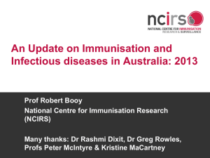 An update on Immunisation and Infectious diseases in Australia : 2013