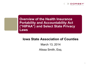 Discussion of Select Federal and State Health Privacy Laws