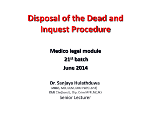 Disposal of the Dead and Inquest Procedure