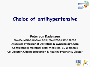 Choice of antihypertensive for PE-E, Peter von Dadelszen