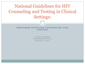 National Guidelines for HIV Counseling and Testing