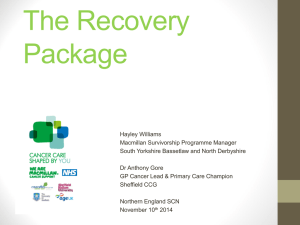 The Recovery Package - Northern England Strategic Clinical Networks