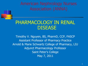 RENAL PHARMACOLOGY - ANNA Jersey North Chapter 126