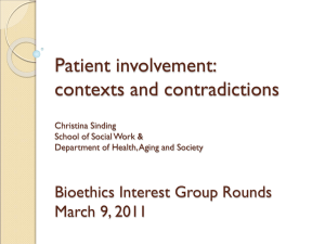 Sinding Patient Involvement - Faculty of Health Sciences