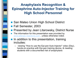 Anaphylaxis Recognition & Epinephrine Auto
