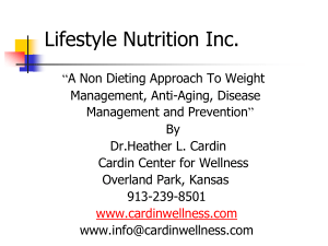 Lifestyle Nutrition Inc. - Cardin Center for Wellness