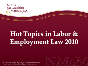 Hot Topics in Labor & Employment Law 2010