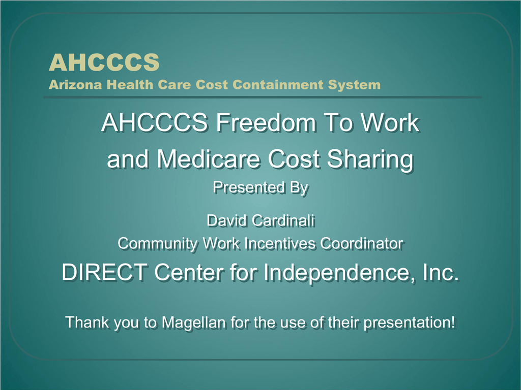 AHCCCS Arizona Health Care Cost Containment