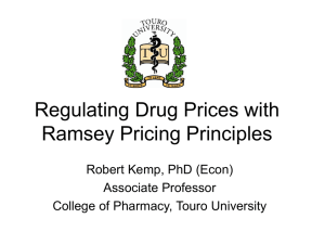 Regulating Drug Prices with Ramsey Pricing Principles