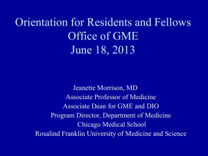 a PowerPoint presentation concerning GME Orientation.