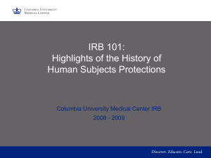 IRB considerations? - Columbia University Medical Center