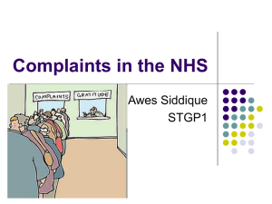 Complaints in the NHS - Awes Siddique