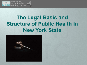 New York State Legal Basis - Empire State Public Health Training