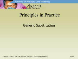 Generic Substitution - Academy of Managed Care Pharmacy