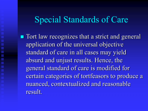 Special Standards of Care