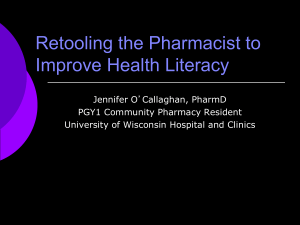 Retooling the Pharmacist to Improve Health Literacy