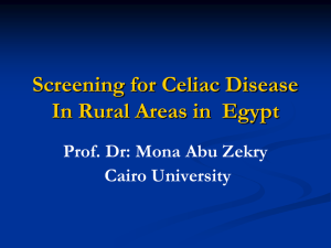 Screening for Celiac Disease In Rural Areas in Egypt