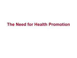 The Need for Health Promotion Part 1