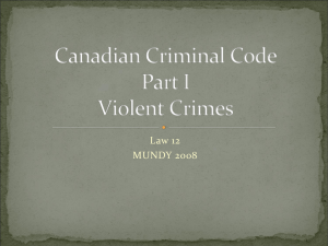 Canadian Criminal Code Part I